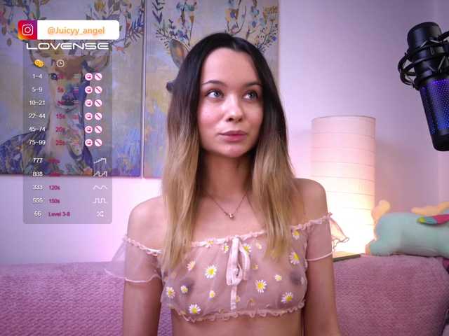Photos JuicyyAngel Hi I'm Angelina Lovense from 1st token, Special levels-333, 555, 777, 888. Random level (3-8)-66 tokens. Favorite vibration with domi - 22 tokens. Finger in the ass @remain